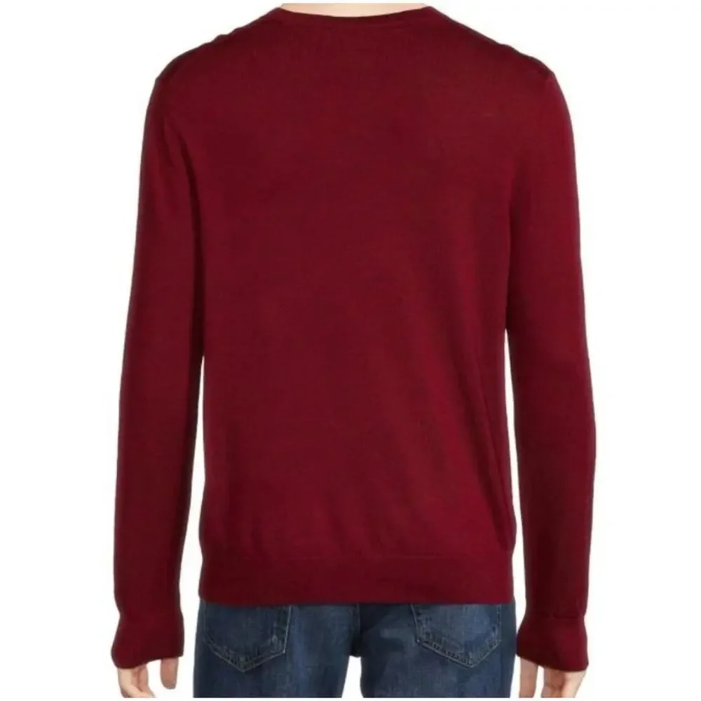 Vince Merino Wool Knit Sweater Burgundy Minimalist Quiet Luxury office wear XXL